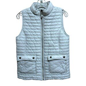 Vineyard Vines Womens Puffer Pocket Vest Sz Small Zip Front Light Blue Warm